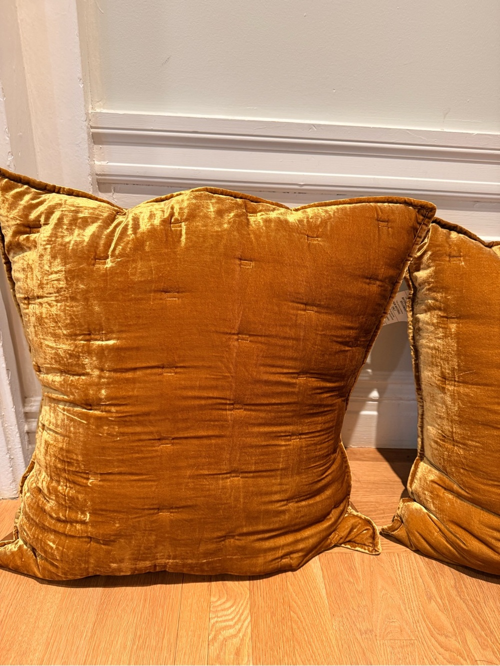2 West Elm Classic Cotton Velvet Tack Stitch Euro Shams (2) - Picture 5 of 7